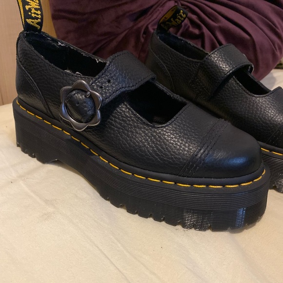 Platform Docs with Flower Buckle(size 7 but more like 7.5) Worn only indoors - Picture 5 of 5